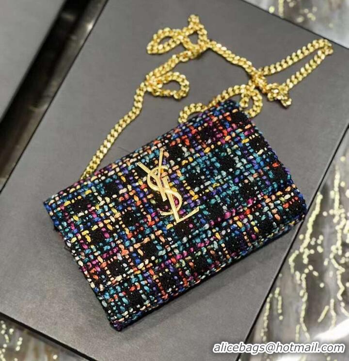 Promotional Yves Saint Laurent PUFFER SMALL BAG IN CHECKED TWEED AND LAMBSKIN 569930 multicolour