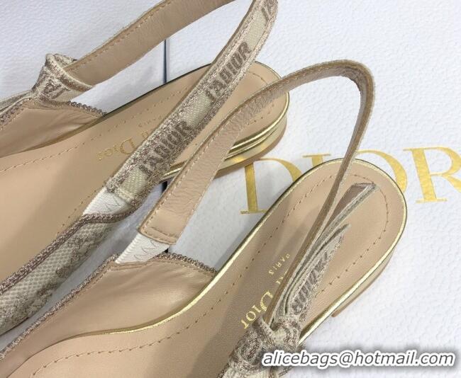 Fashion Dior J'Adior Slingback Ballerina Flat in Quake Oblique Embroidery Beige 021587