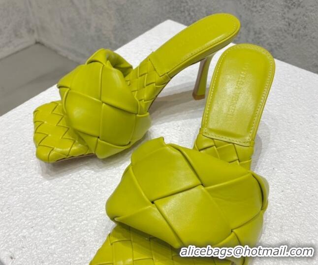 Good Looking Bottega Veneta Woven Lambskin High Heel Slide Sandals 9.5cm Kiwi Green 032128