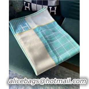New Discount HERMES Wool Cashmere Avalon Passe-Passe Blanket 830160 Bleuet