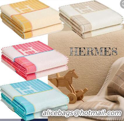 New Discount HERMES Wool Cashmere Avalon Passe-Passe Blanket 830160 Bleuet