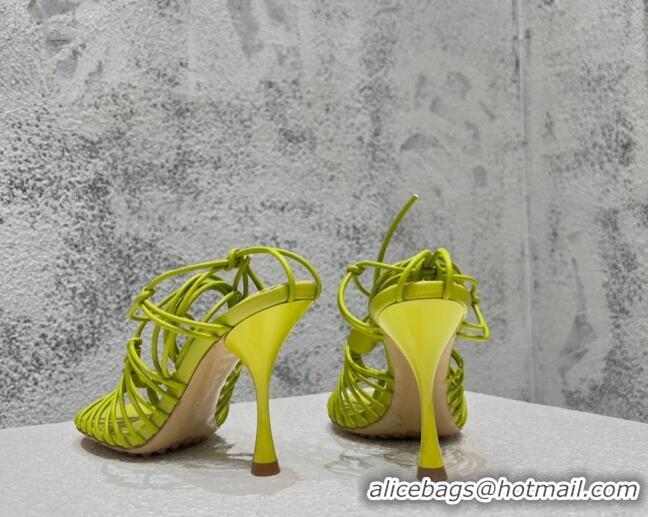 Good Product Bottega Veneta Dot Strap Lamskin High Heel Sandals 9.5cm Kiwi Green 032171
