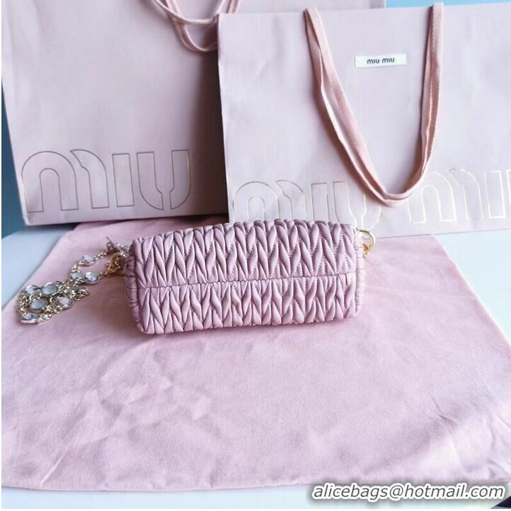 Discount miu miu Matelasse Nappa Leather mini Shoulder Bag 6BE641 pink