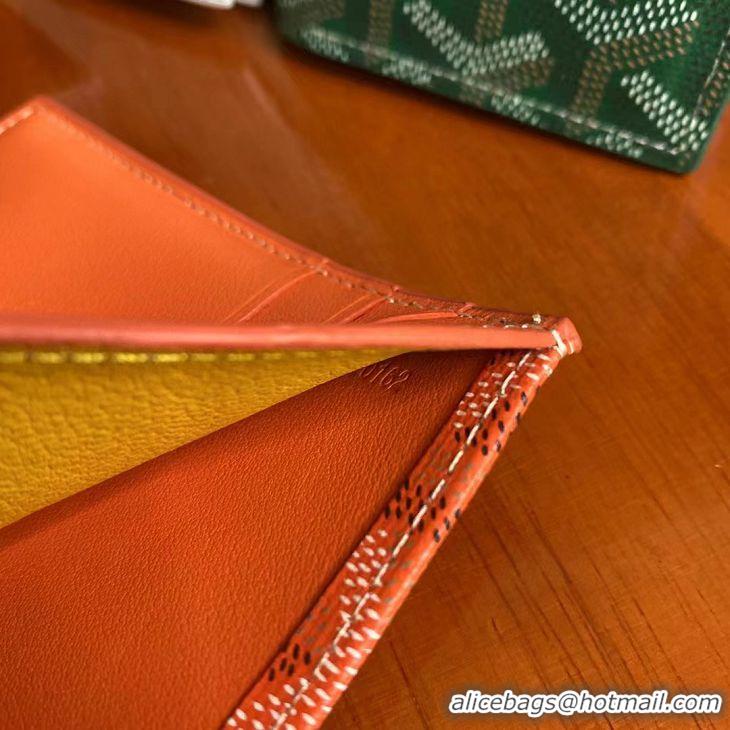 Famous Brand Goyard Leather Card Cover Wallet 020093 Orange