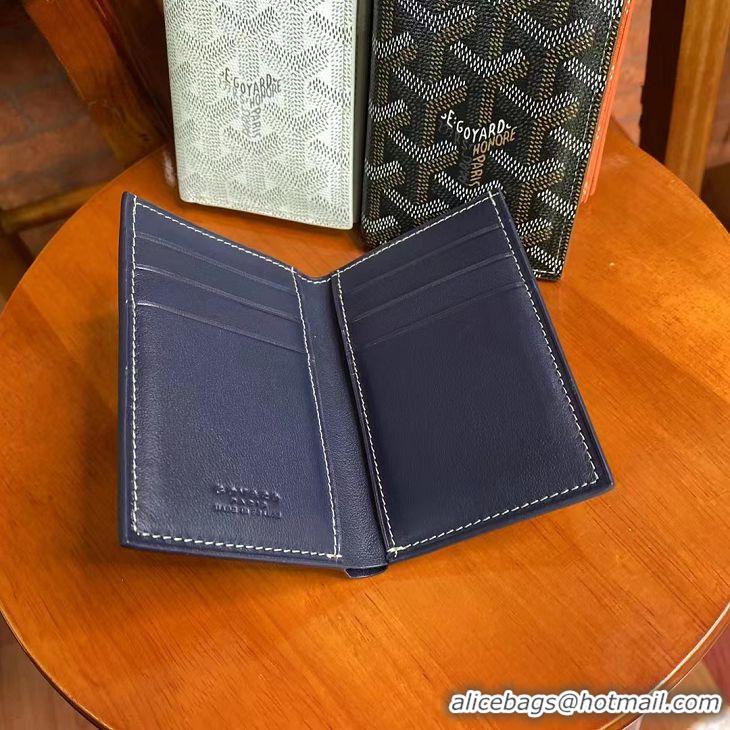 Best Price Goyard Leather Card Cover Wallet 020093 Navy Blue
