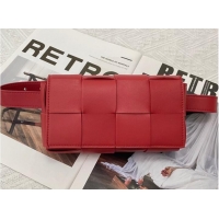 Cheap Bottega Veneta CASSETTE Mini intreccio leather belt bag 651053 TOMATO