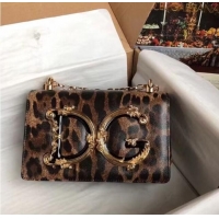 Unique Grade Dolce & Gabbana Origianl Leopard Print Leather Shoulder Bag 4006-1 brown