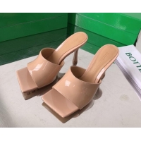 Best Product Bottega Veneta Stretch Patent Leather High Heel Slide Sandals 9cm Nude Pink 021803