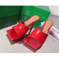 Classic Hot Bottega Veneta Stretch Patent Leather High Heel Slide Sandals 9cm Red 021807