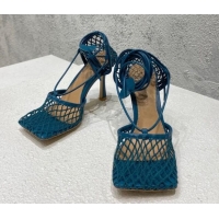Affordable Price Bottega Veneta Cord Mesh High Heel Sandals 9cm Blue 032115