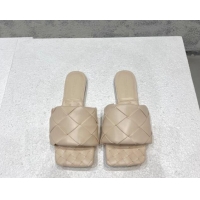 Unique Style Bottega Veneta Woven Lambskin Flat Slide Sandals 9.5cm Nude 032137