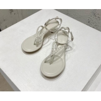 Luxurious Bottega Veneta Dot Lambskin Medium-Heel Sandals 5.5cm White 032157
