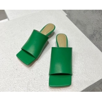 Good Quality Bottega Veneta Stretch Lambskin Heel Sandals 4cm Green 032164