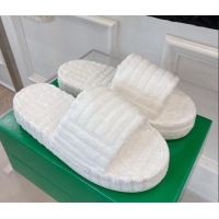 Trendy Design Bottega Veneta Resort Sponge Towel Slides Sandals White 032179