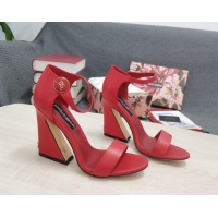 Best Grade Dolce & Gabbana DG Calf Leather High Heel Sandals 10.5cm Red 030545