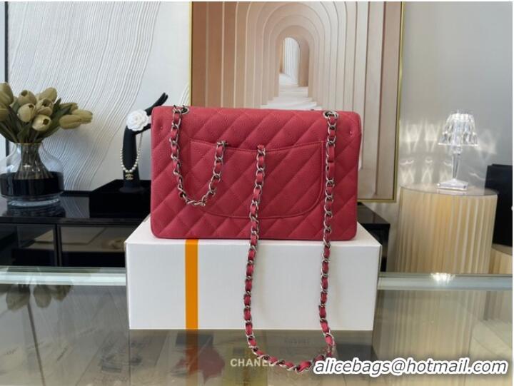 Affordable Price Chanel classic handbag Grained Calfskin&silver Metal 01112 red