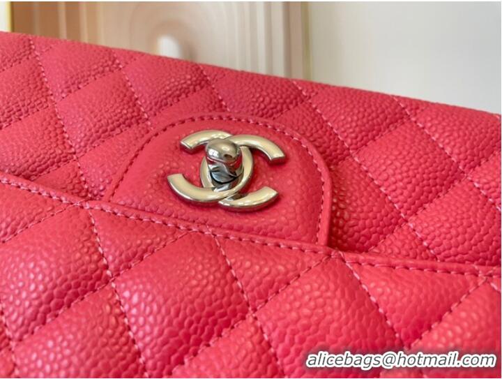 Affordable Price Chanel classic handbag Grained Calfskin&silver Metal 01112 red