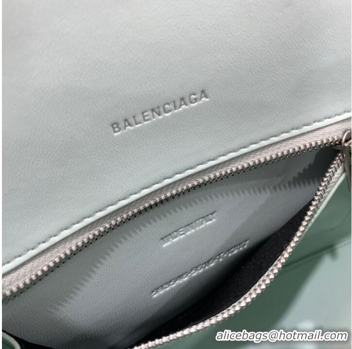 Famous Brand Balenciaga HOURGLASS SMALL TOP HANDLE BAG crocodile embossed calfskin B108895E light green