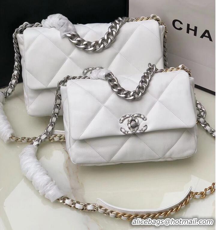 Buy Fashionable Chanel 19 flap bag AS1160 AS1161 AS1162 White Silver Hardware