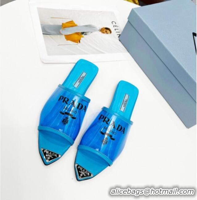 Shop Duplicate Prada TPU Flat Mules Blue 032382