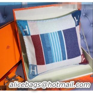 Buy Fashionable Hermes Avalon Wool Pillow 50x50cm H110271 Navy Blue 2021