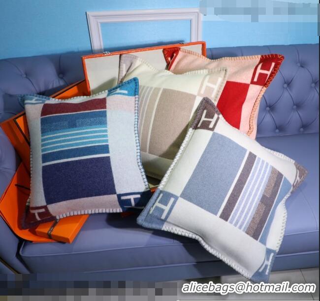 Buy Fashionable Hermes Avalon Wool Pillow 50x50cm H110271 Navy Blue 2021