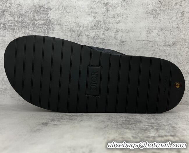 Stylish Dior Men's Aqua Slide Sandals in Black CD Diamond Canvas 042702
