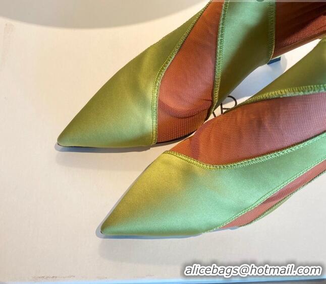 Classic Hot Jimmy Choo Mugler Fabric High Heel Sock Ankle Boots 10.5cm Neon Green/Orange 0426108