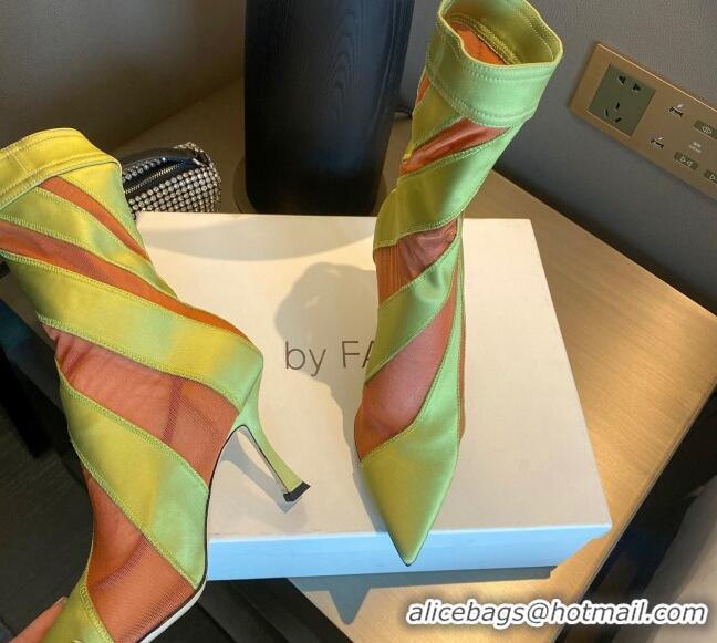 Classic Hot Jimmy Choo Mugler Fabric High Heel Sock Ankle Boots 10.5cm Neon Green/Orange 0426108