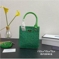 Promotional Prada leather small-bag with artificial crystals tote 1BC331 Green