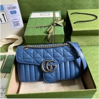 Buy Fashionable Gucci GG Marmont small shoulder bag 443497 Blue