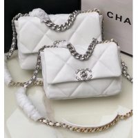 Buy Fashionable Chanel 19 flap bag AS1160 AS1161 AS1162 White Silver Hardware