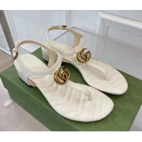 Lowest Cost Gucci Calfskin GG Thong Sandals 3.5cm White 32858
