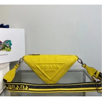 Reasonable Price Prada Leather Triangle shoulder bag 2EV055 yellow