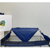 Buy Discount Prada Leather Triangle shoulder bag 2EV055 blue