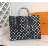 Famous Brand Louis Vuitton Original Leather ONTHEGO MM M46060 Black & White & Pink