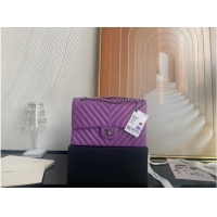 Grade Quality Chanel classic handbag Lambskin & silver Metal V01112 purple