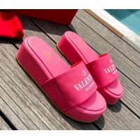 Good Looking Valentino Signature Lambskin Platform Slide Sandals Pink 0323130
