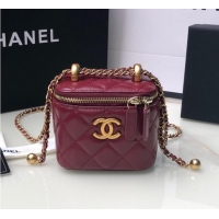 Top Grade Chanel mini Shoulder Bag Lambskin & Gold-Tone Metal AP2292 Burgundy