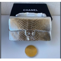 Top Grade Chanel 2.55 Series Flap Bags Sakura Silver Original Python Leather A1112SA Silver