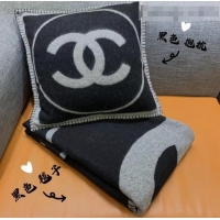 Top Quality Chanel Wool Pillow And Blanket C110267 Black/Grey 2021