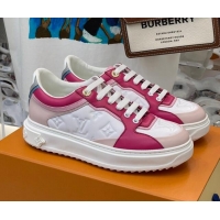Low Price Louis Vuitton Time Out Sneaker in Monogram-embossed Leather White/Pink 0329057