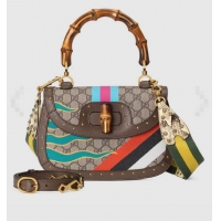 Famous Brand Gucci top handle bag with Bamboo 675798 colorful pattern