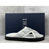 Discount Dior Men's Aqua Slide Sandals in Gray CD Diamond Canvas 042701