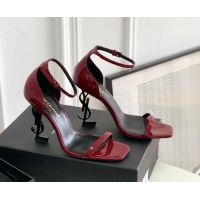Good Quality Saint Laurent YSL Patent Leather Sandals 10cm Red 0426116