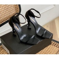 Chic Saint Laurent YSL Patent Leather Sandals 10cm All Black 0426117