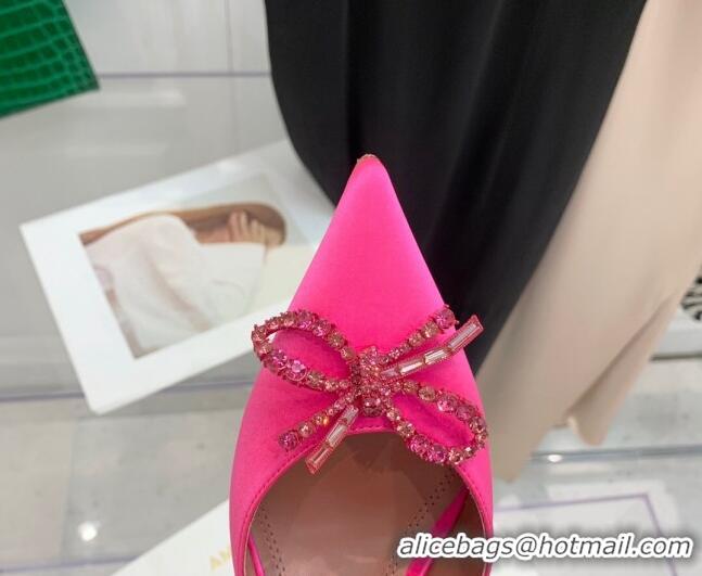 Chic Amina Muaddi Silk High Heel Open Pumps 9.5cm Hot Pink 032443