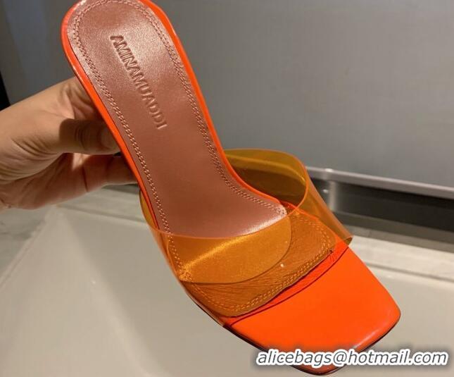 Grade Quality Amina Muaddi TPU Wedge Slide Sandals 10cm Orange 032875