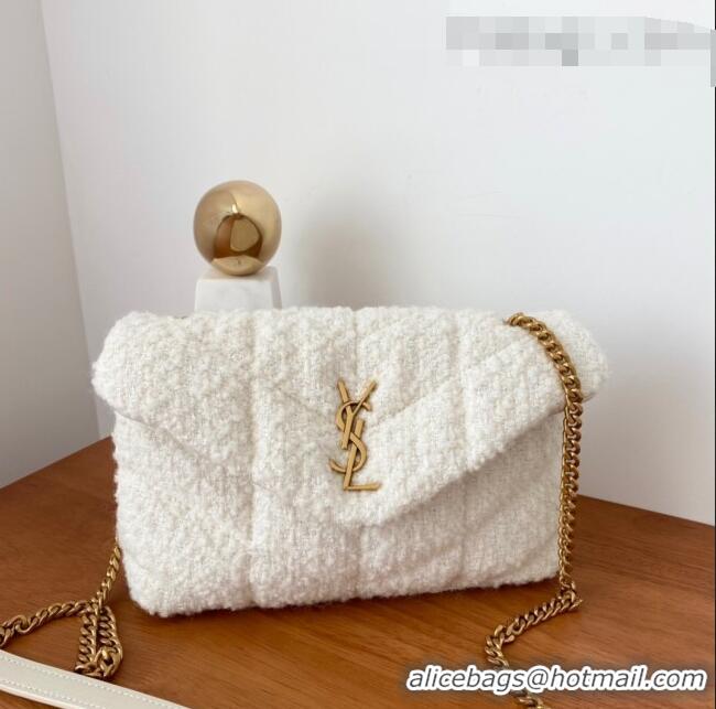 Market Sells Saint Laurent Loulou Puffer Mini Bag in White Tweed 620333 2021