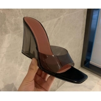 Stylish Amina Muaddi TPU Wedge Slide Sandals 10cm Black 032873